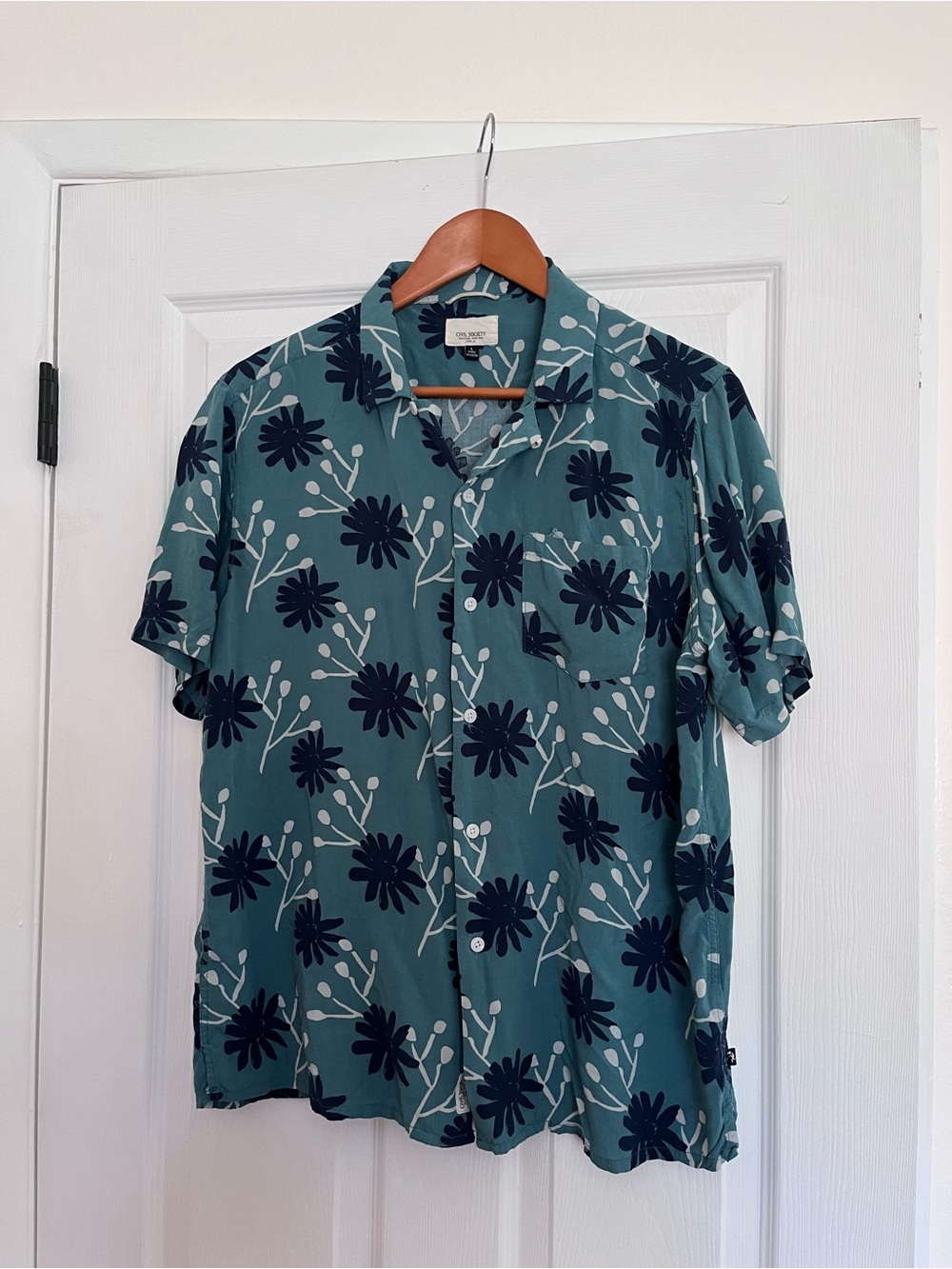 Civil Society • Teal Short-Sleeve Floral Button-Up Shirt